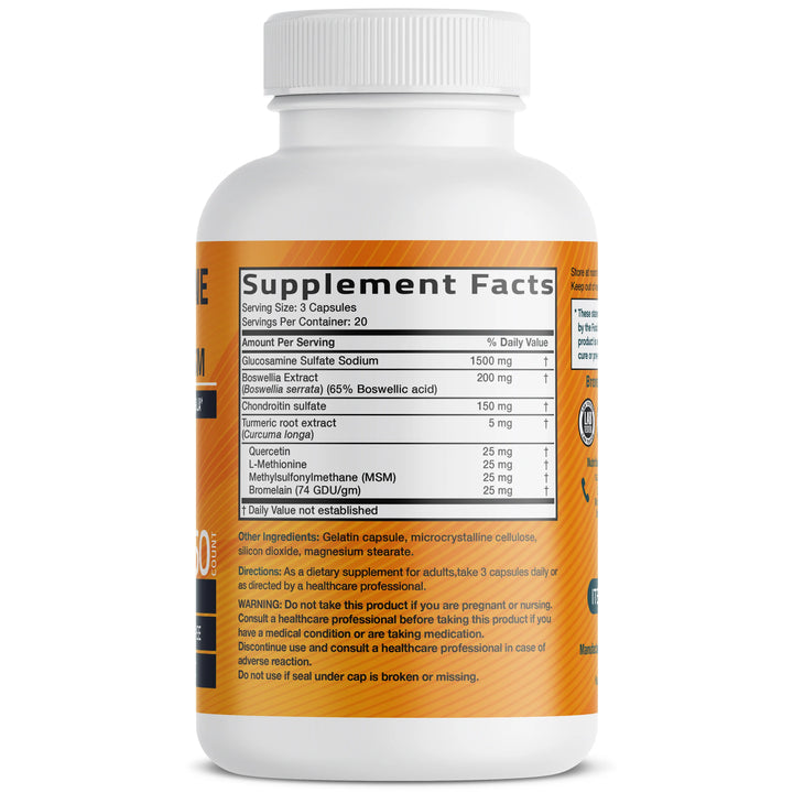 Bronson Glucosamine Chondroitin Turmeric MSM - 90 Capsules | برونسون مكمل لدعم صحة المفاصل - 90 كبسولة