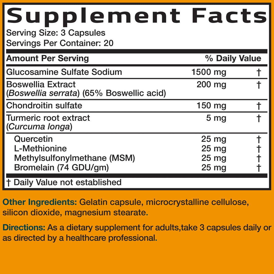 Bronson Glucosamine Chondroitin Turmeric MSM - 90 Capsules | برونسون مكمل لدعم صحة المفاصل - 90 كبسولة