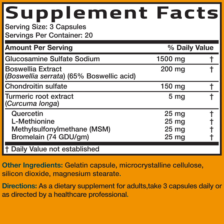 Bronson Glucosamine Chondroitin Turmeric MSM - 90 Capsules | برونسون مكمل لدعم صحة المفاصل - 90 كبسولة