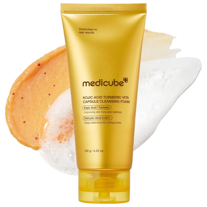 Medicube Kojic Acid Turmeric Vita Capsule Cleansing Foam - 120g | ميدي كيوب غسول رغوي بكبسولات الفيتامينات وحمض الكوجيك والكركم – 120 غ