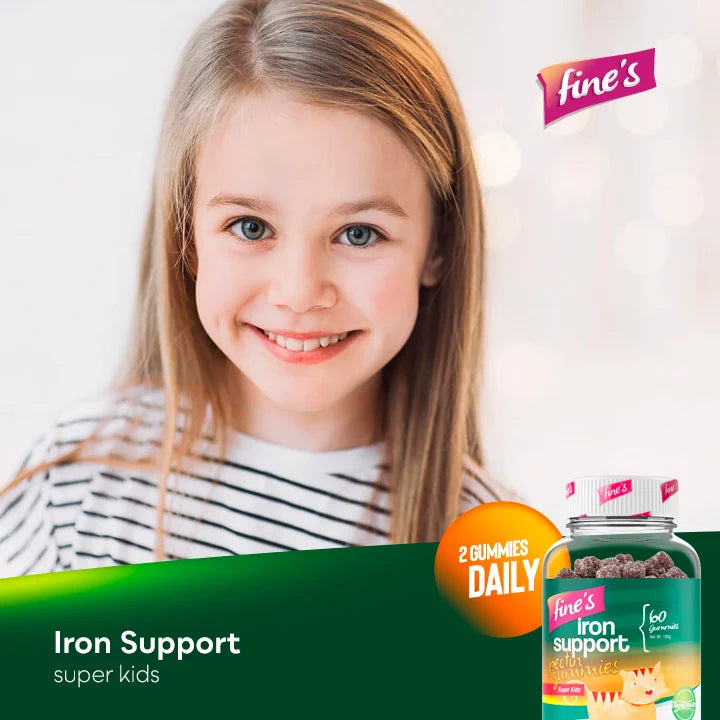 Fine's Iron Support + Fe - 60 Gummies | فاينز مكمل لدعم الحديد للأطفال - 60 غاميز