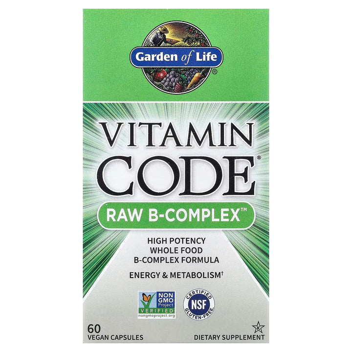 Garden of Life Vitamin B Complex - 60 Vegan Capsules | جاردن أوف لايف مكمل متعدد الفيتامينات - 60 كبسولة