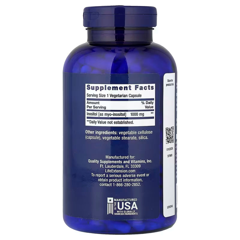 Life Extension Inositol 1000 mg - 360 vegetarian capsules - 1000mg | لايف إكستنشن إينوزيتول 1000 ملغ - 360 كبسولة نباتية