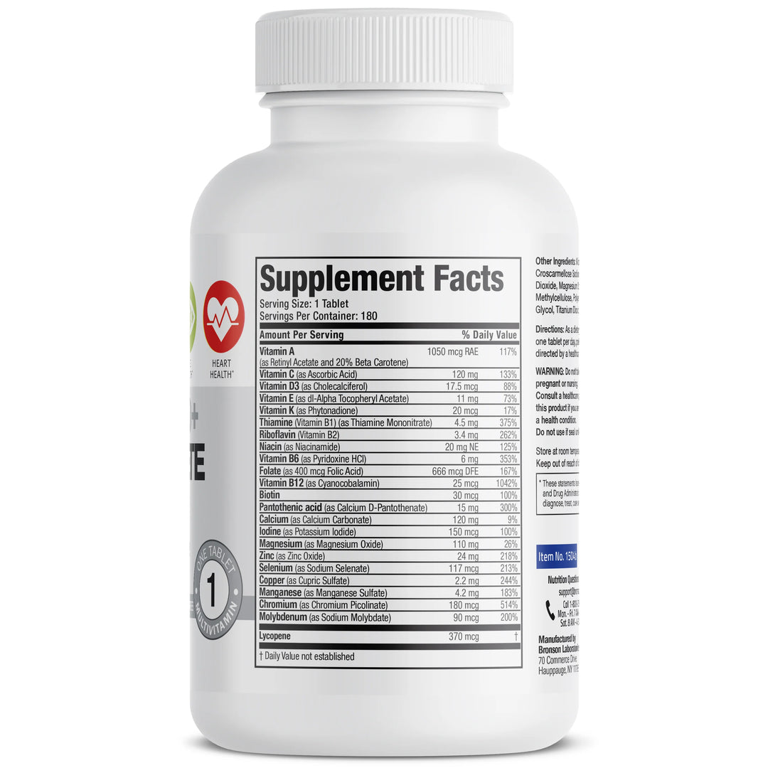 Bronson One Men's 50+ Complete - 180 Tablets | برونسون مكمل غذائي شامل للرجال فوق 50 عام - 180 قرص