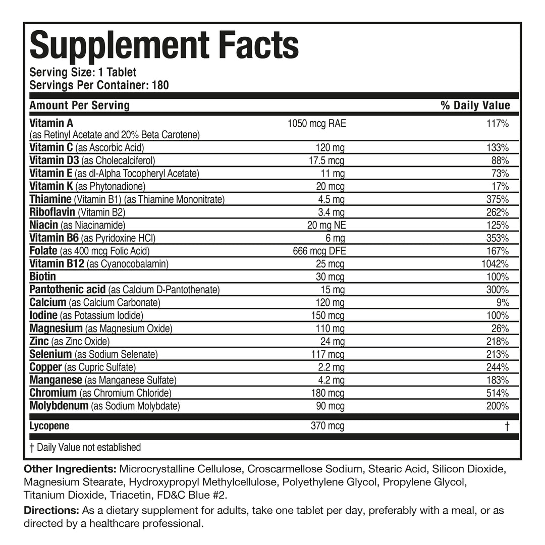 Bronson One Men's 50+ Complete - 180 Tablets | برونسون مكمل غذائي شامل للرجال فوق 50 عام - 180 قرص