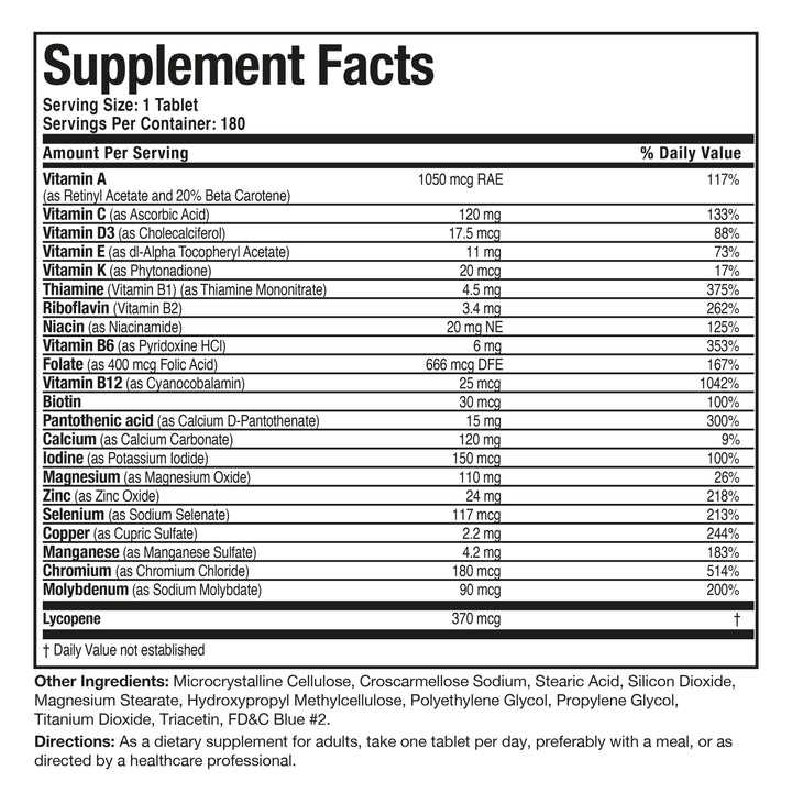 Bronson One Men's 50+ Complete - 180 Tablets | برونسون مكمل غذائي شامل للرجال فوق 50 عام - 180 قرص