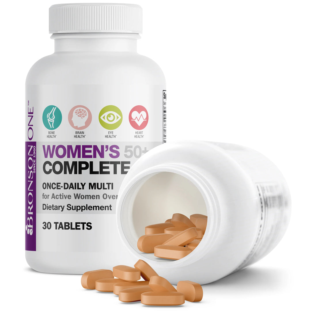 BRONSON Women's 50+ Complete - 180 Tablets | برونسون مكمل غذائي للنساء فوق 50 عاما - 180 قرص
