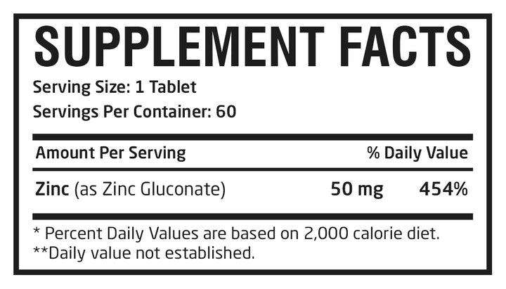 AMS Chelated Zinc 50 Mg 60 Tablets | إيه إم إيس مضغوطات الزنك الممخلب - 60 مضغوطة بعيار 50 مغ
