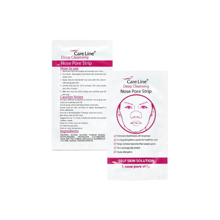 Care Line Natural Deep Cleanising Nose Strips With Vitamin E 6 Strips | كير لاين لصاقات الأنف لإزالة الرؤوس السوداء - 6 لصاقات