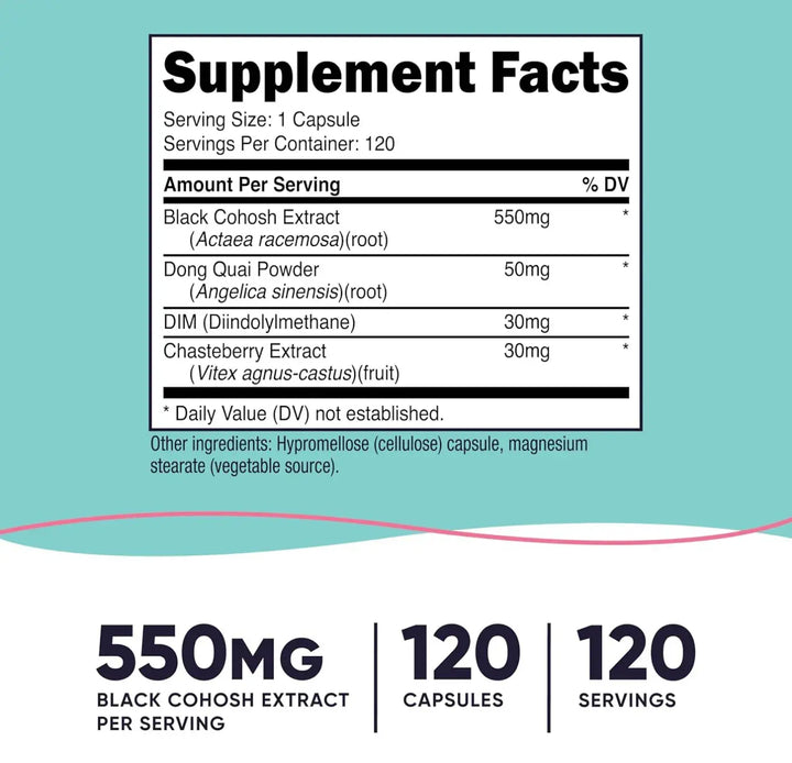 Nutricost Black Cohosh 550Mg - 120 Capsules | نيوتريكوست كبسولات مستخلص الكوهوش الاسود - 120 كبسولة