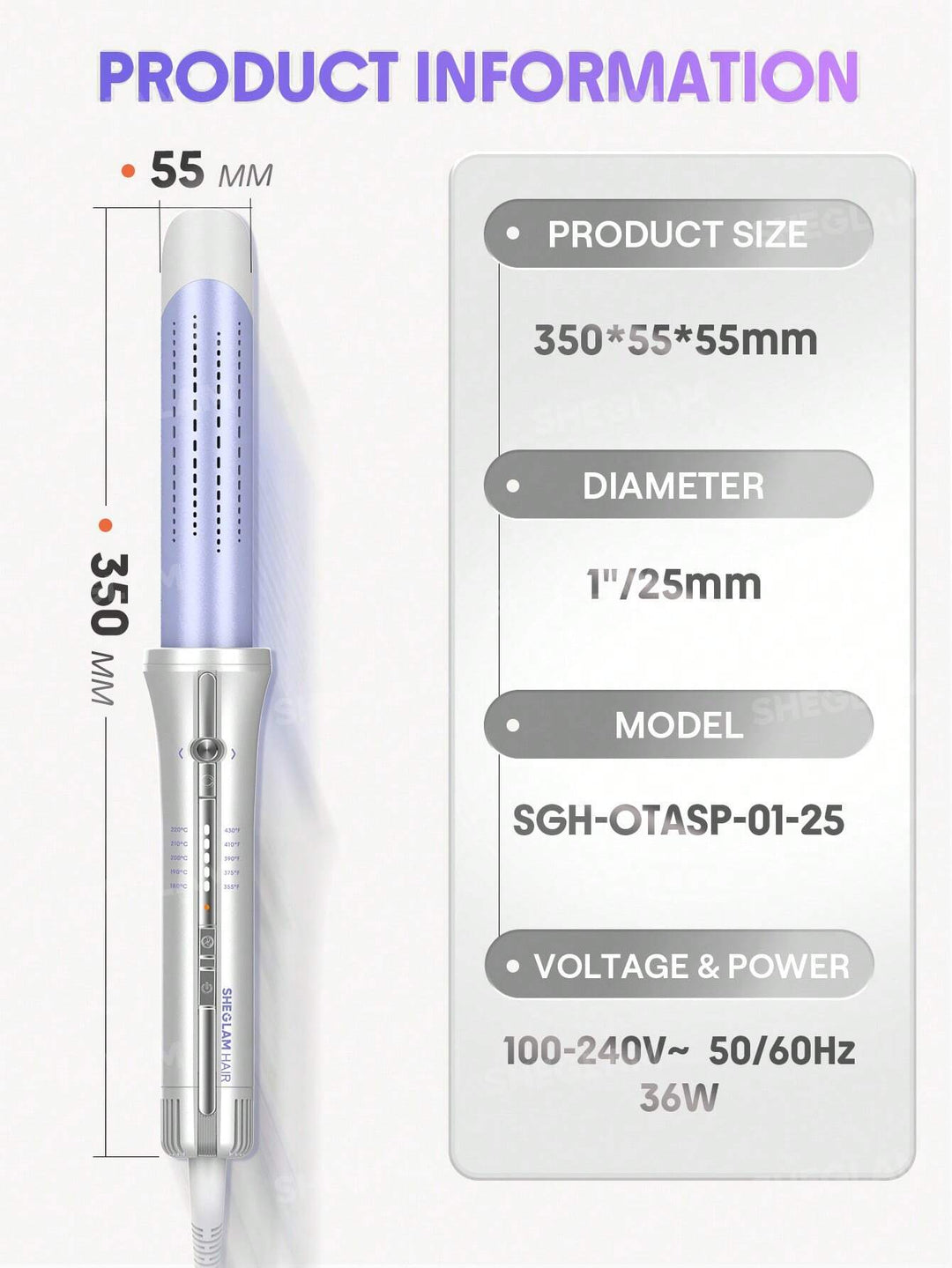 SHEGLAM One Touch Airflow Styler Pro-25mm EU Plug - 1"/25mm | شيكلام جهاز تجعيد الشعر 25 مللي - 1"/25mm