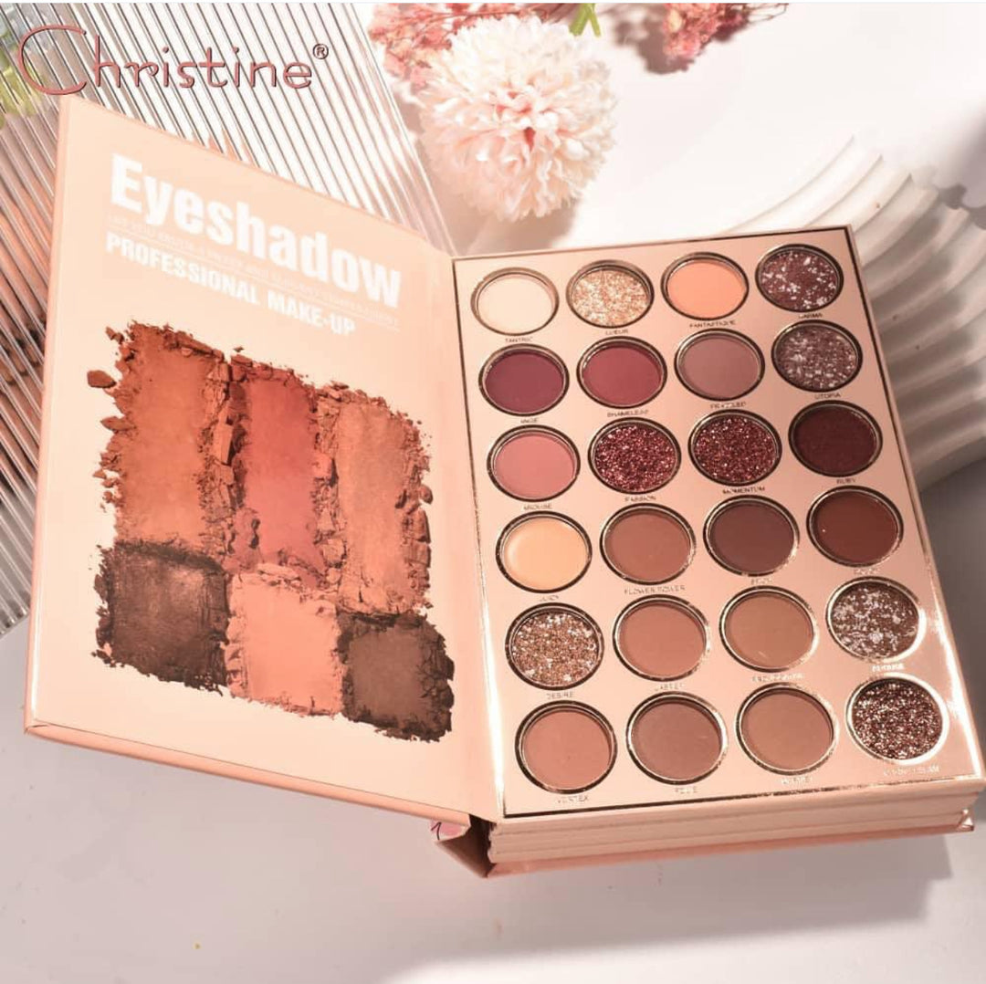 Christine 4 in 1 palette notebook eye shadow + highlighter +Contour + blush  |  كريستين  باليت 4 في 1