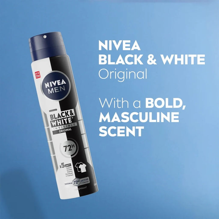 NIVEA Black & White Invisible Original 72H - 200ml | نيفيا بلاك & وايت إنفزيبل أوريجينال مضاد للتعرّق 72 ساعة – 200 مل
