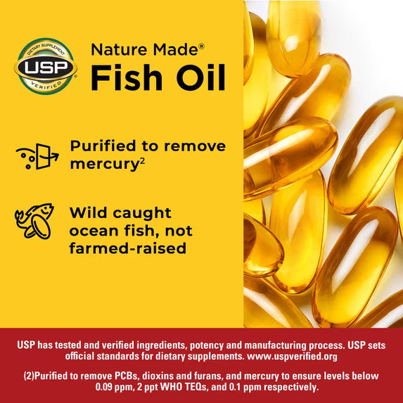 Nature Made Fish Oil 2400mg Omega 3 - 134 Softgels | نيتشر ميد زيت السمك أوميغا 3 بتركيز 2400 ملغ - 134 كبسولة هلامية طرية