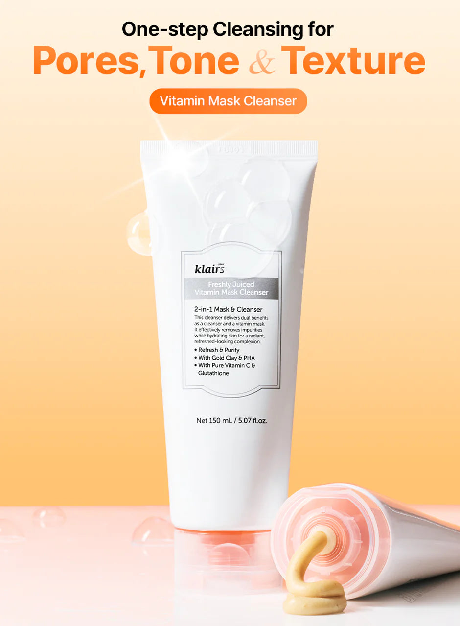 Dear Klairs Freshly Juiced Vitamin Mask Cleanser - 20ml | دير كليرز غسول وماسك- 20مل