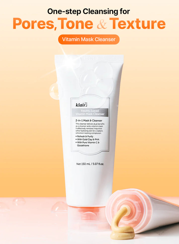 Dear Klairs Freshly Juiced Vitamin Mask Cleanser - 20ml | دير كليرز غسول وماسك- 20مل