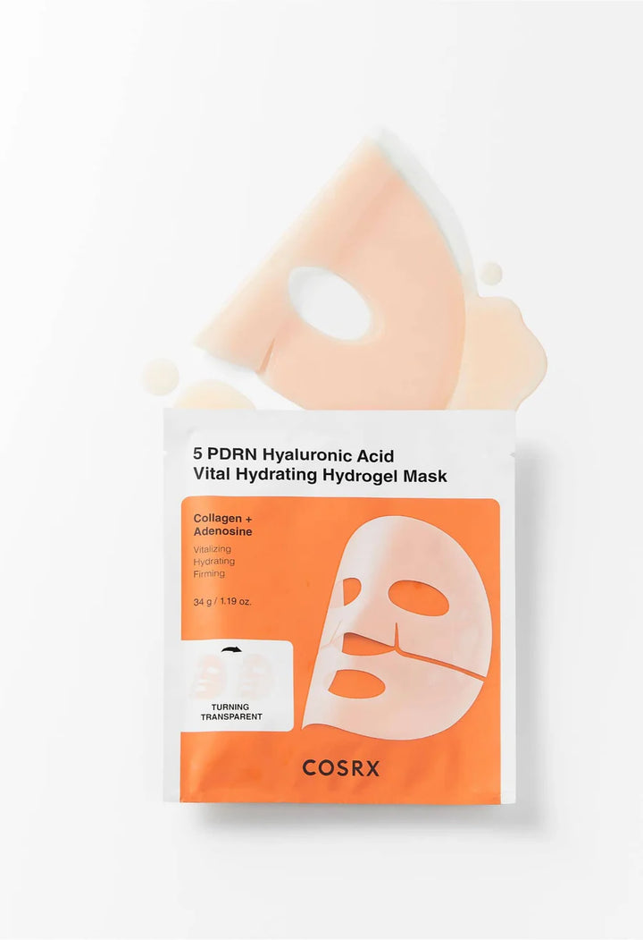 COSRX 5 PDRN Hyaluronic Acid Vital Hydrating Hydrogel Mask - 34gx3pcs - 34g | كوزركس ماسك هيدروجيل حيوي مرطب – 3 أقنعة × 34 غ