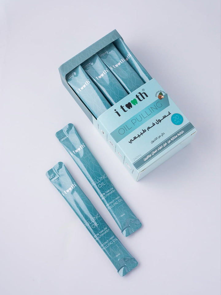 i tooth oil pulling 20 Pack 240ml | آي توث غسول زيتي للفم – 240 مل (20 كيس)