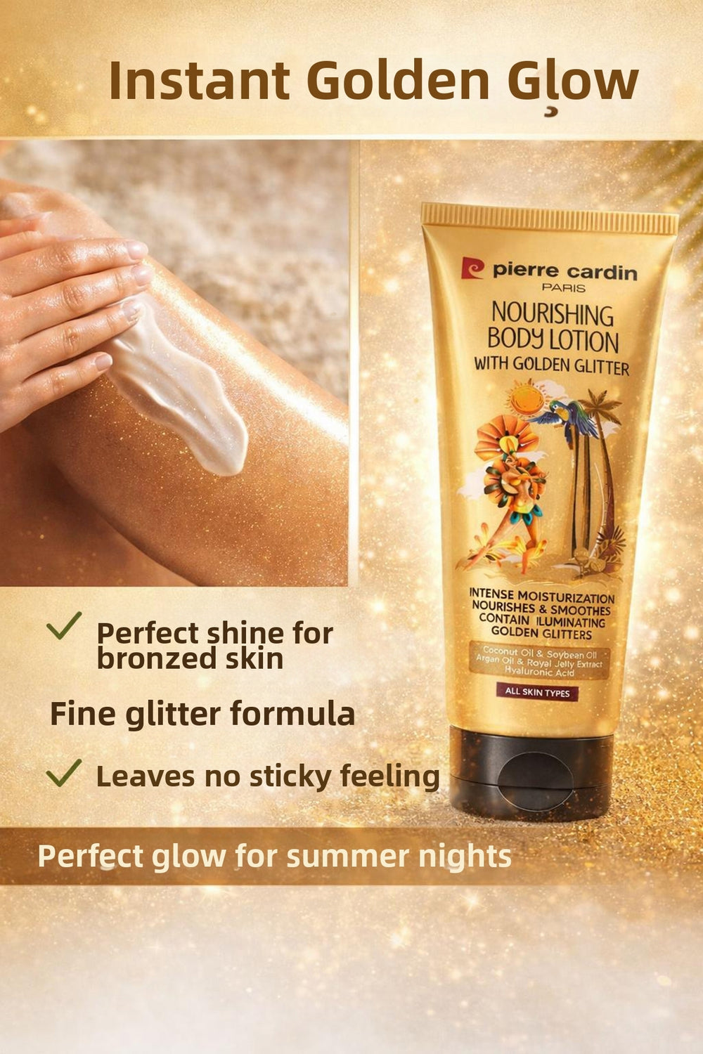 Pierre Cardin Nourishing Body Lotion with Golden Glitter - 200ml | بيير كاردان لوشن مرطب للجسم مع لمسة ذهبية - 200مل #2