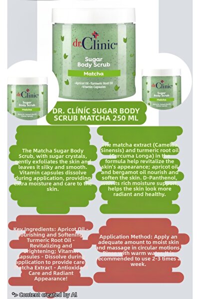 dr.Clininc Sugar Body Scrub Matcha - 250ml | دكتور كلينك سكر مقشر للجسم ماتشا - 250مل #3