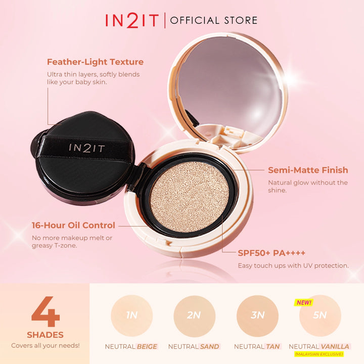 IN2IT True Skin Cushion SPF50+ PA++++ - 10g | ان تو ات كريم أساس كوشن خفيف الوزن spf50+ - 10 غرام
