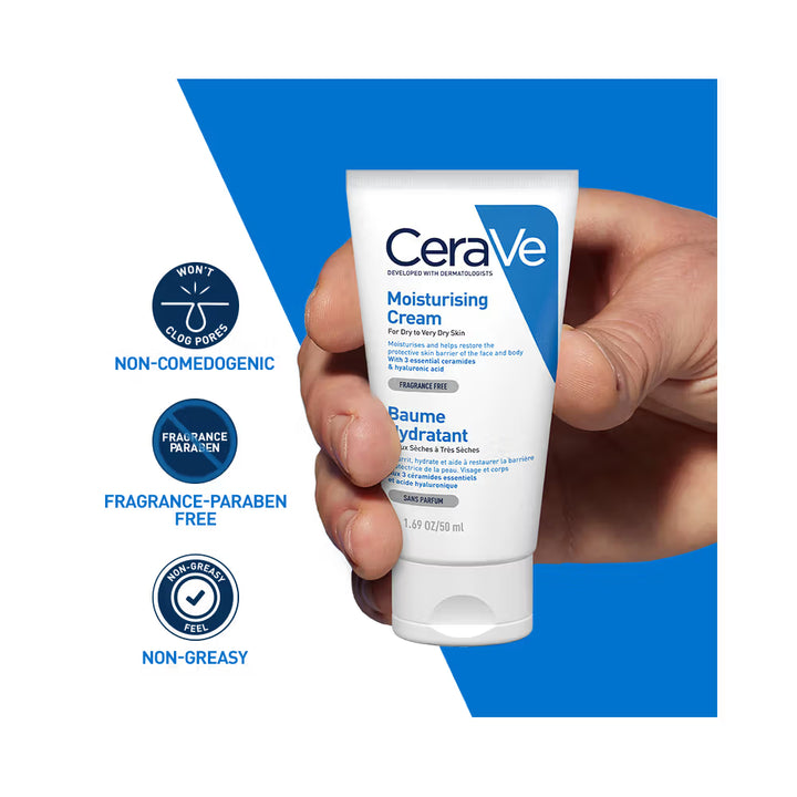 Cerave Moisturizing Cream for Dry Skin with Hyaluronic Acid - 50ml | سيرافي مرطب للبشرة الجافة - 50 مل