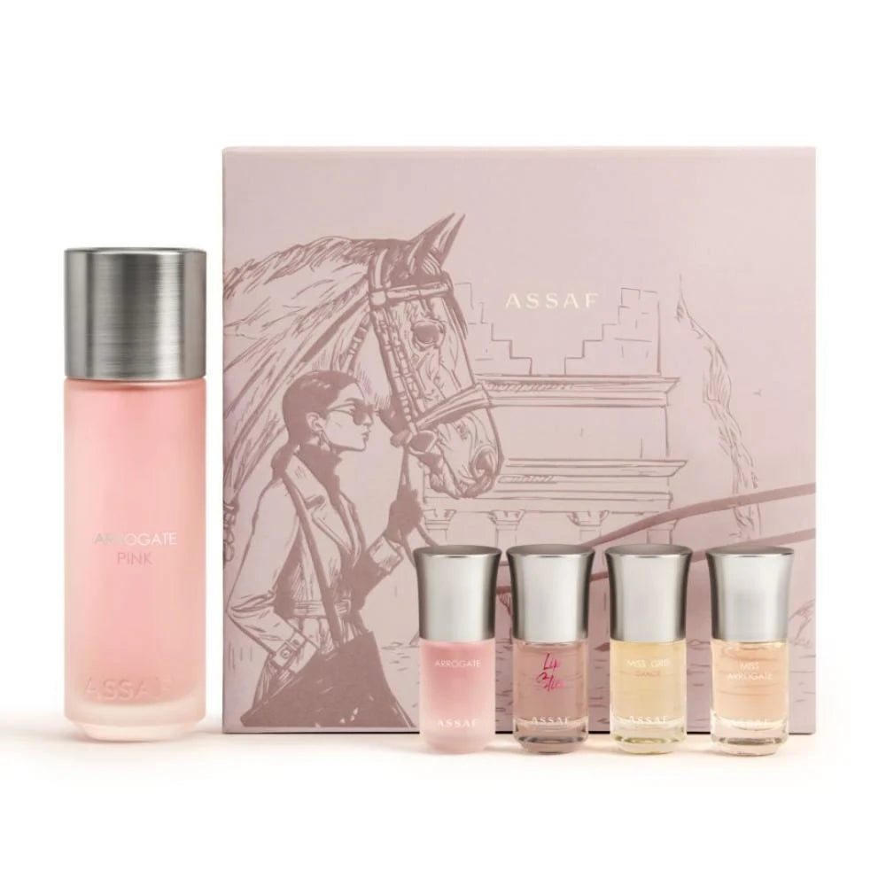 ASSAF ARROGATE PINK 200ML * 4 10 ML |عساف سيت اوركيت بنك 200 مل مع 4عطور في 10 مل