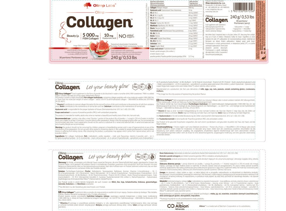 Olimp Labs Fish Collagen 5000mg Watermelon Flavor  -240g | أوليمب كولاجين بنكهة بطيخ 240 غ