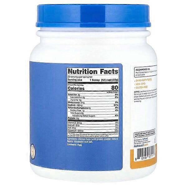 Nutricost Bone Broth Protein Chicken Flavored - 430g - 430g | نوتريكوست مسحوق بروتين مرق العظام بنكهة الدجاج - 430غ