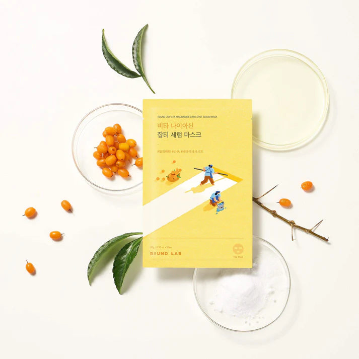 Round Lab Vita Niacinamide Dark Spot Serum Mask Set - 10 Masks - 25g | راوند لاب ماسك للوجه لمعالجة التصبغات بالنياسيناميد - 10 ماسكات - 25 غ