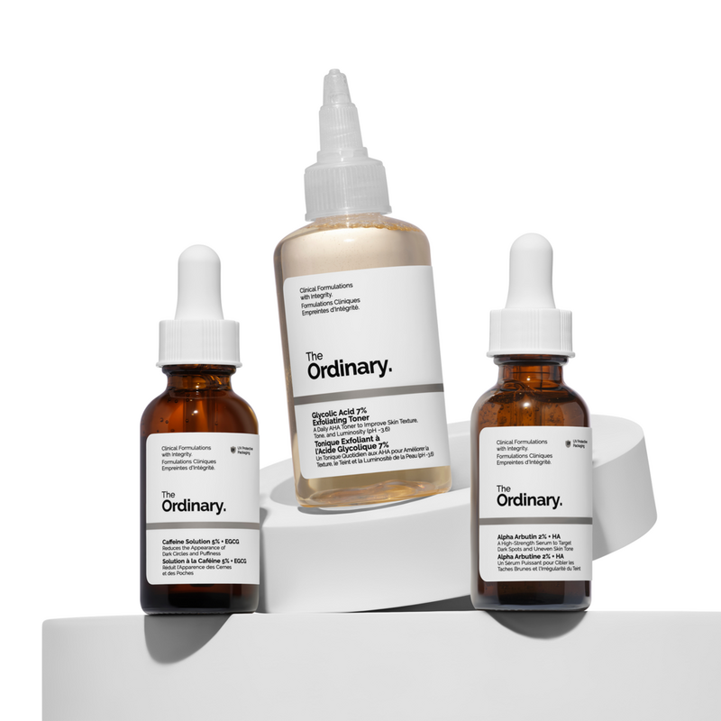 The Ordinary The Bright Set, 3-Step Regimen for Radiant, Even Skin Tone with Glycolic Acid 7% Exfoliating Toner, Alpha Arbutin 2% + HA, and Caffeine Solution 5% + EGCG Eye Serum | Skin Care Set | ذا اورديناري مجموعة برايت #4