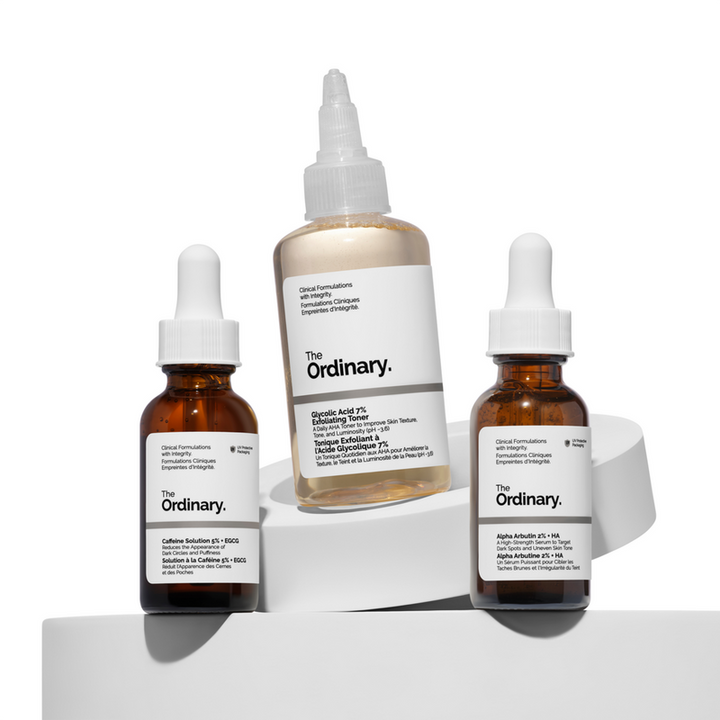 The Ordinary The Bright Set, 3-Step Regimen for Radiant, Even Skin Tone with Glycolic Acid 7% Exfoliating Toner, Alpha Arbutin 2% + HA, and Caffeine Solution 5% + EGCG Eye Serum | Skin Care Set | ذا اورديناري مجموعة برايت #4