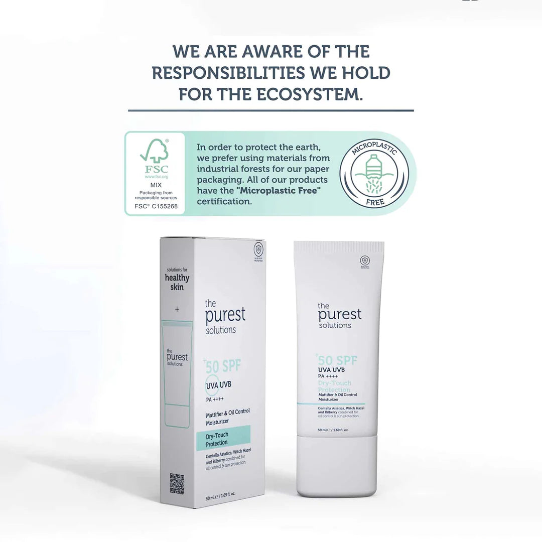 The purest Solutions SPF 50 Dry Touch Protection - 50 ml | ذا بيوريست واقي شمسي دراي توتش بعامل حماية 50 ٪؜ - 50 مل