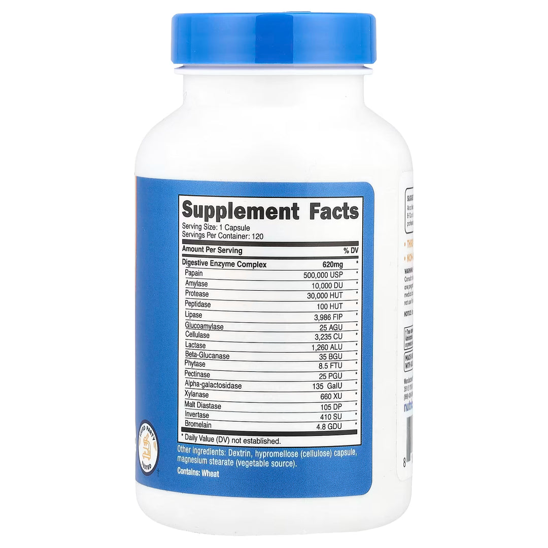 Nutricost Digestive Enzymes 620mg - 120 Capsules |نيوتريكوست إنزيمات هاضمة 620 ملغ - 120 كبسولة