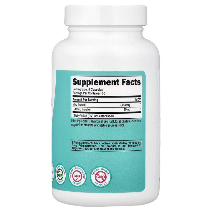 Nutricost Myo Inositol & D-Chiro Inositol for Women - 120 Capsules | نيوتريكوست مكمل الإينوزيتول للنساء - 120 كبسولة