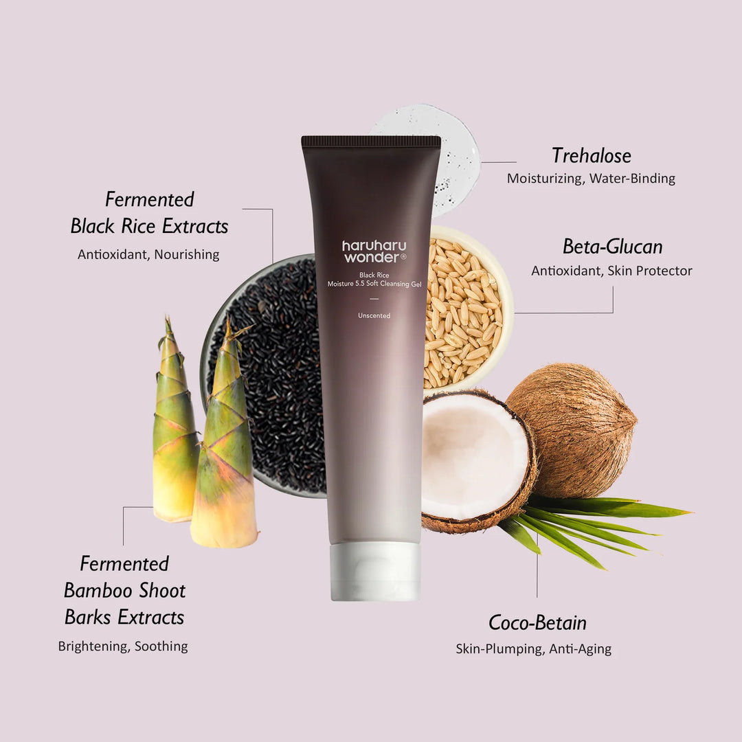 HaruHaru Wonder | Black Rice Moisture 5.5 Soft Cleansing Gel - 100 ml | هاروهارو وندر غسول جل بالارز الاسود - 100 مل
