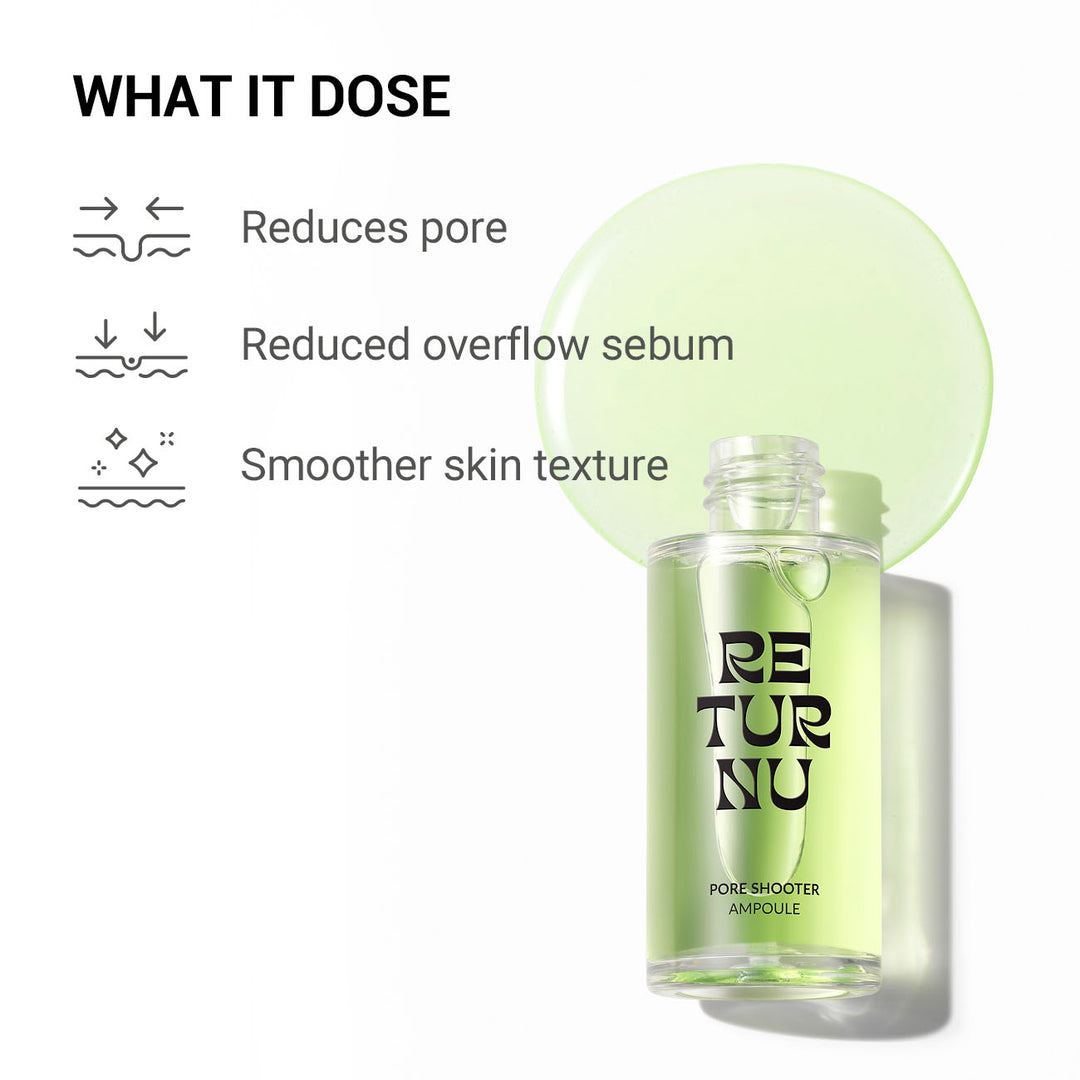 RETURNU pore shooter ampoule - 30ml | ريترن يو سيروم متخصص للعناية بمظهر المسام والبشرة الدهنية - 30مل