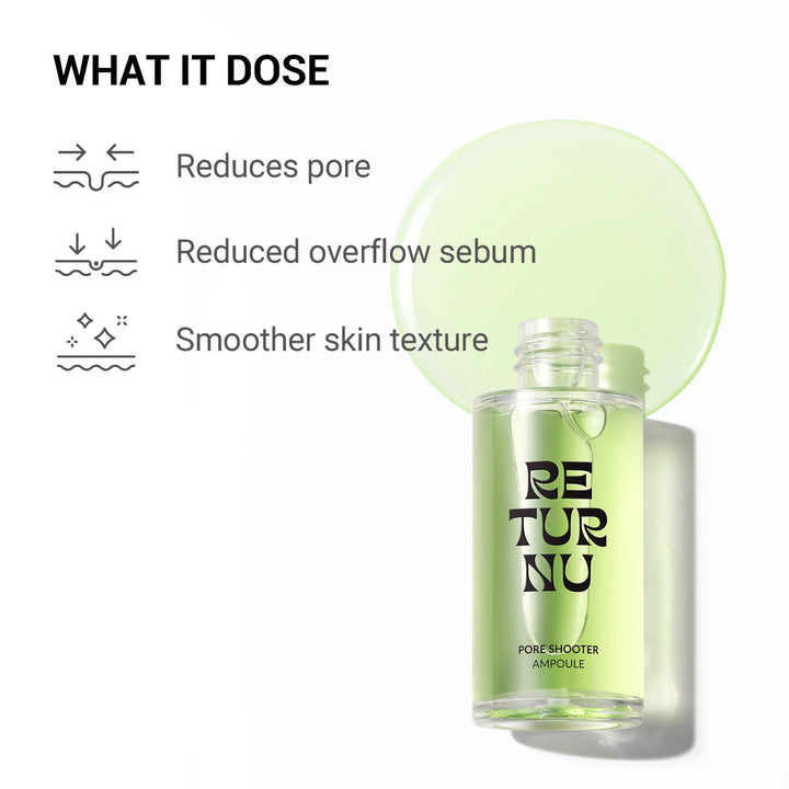 RETURNU pore shooter ampoule - 30ml | ريترن يو سيروم متخصص للعناية بمظهر المسام والبشرة الدهنية - 30مل
