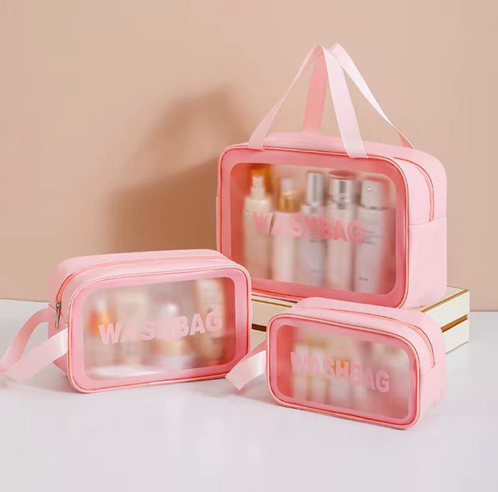 WASHBAG Set of 3 pink rectangular bags |مجموعة حقائب تنظيم مستطيلة وردية – 3 قطع