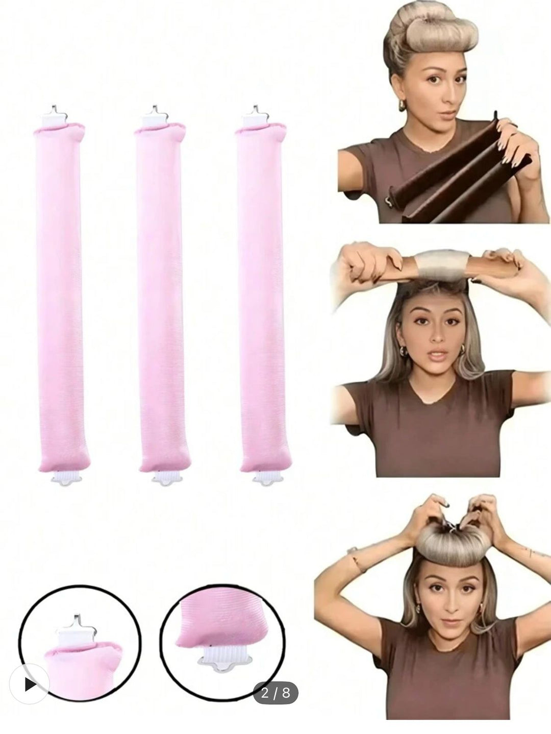 3 Pieces Of Curls | بكرات لف الشعر الحرارية بدون حرارة