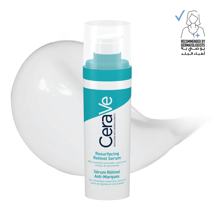 CERAVE RESURFACING RETINOL SERUM TO REDUCE THE APPEARANCE OF POST-ACNE MARKS AND PORES WITH RETINOL, LICORICE ROOT EXTRACT & NIACINAMIDE - 30ml | سيرافي سيروم ريتنول - 30 مل