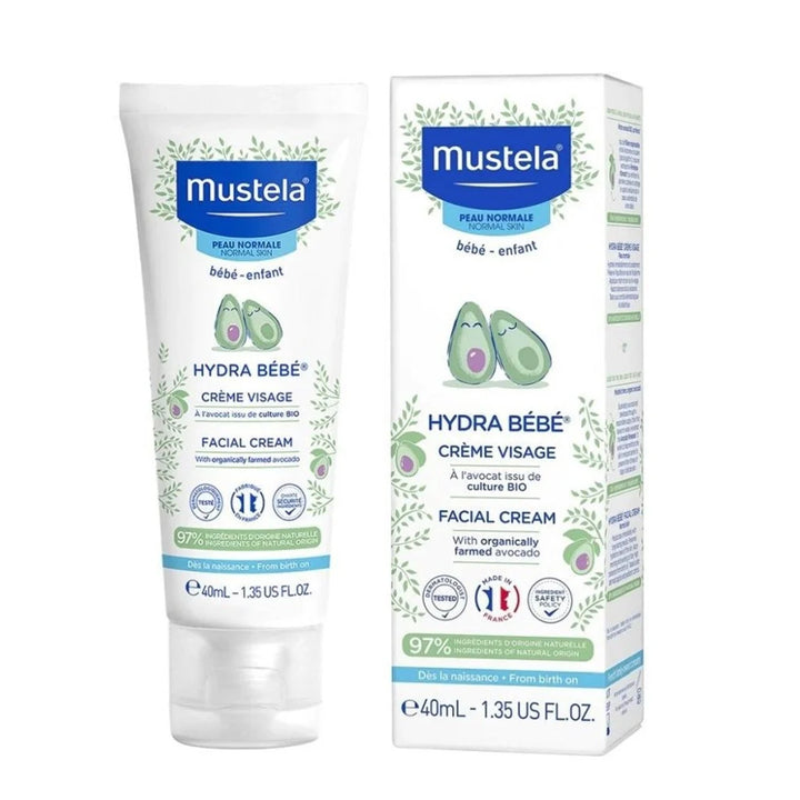 Mustela Hydra Baby Facial Cream With Organically Avocado - 40ml | موستيلا كريم مرطب للوجه وللجسم للأطفال - 40مل