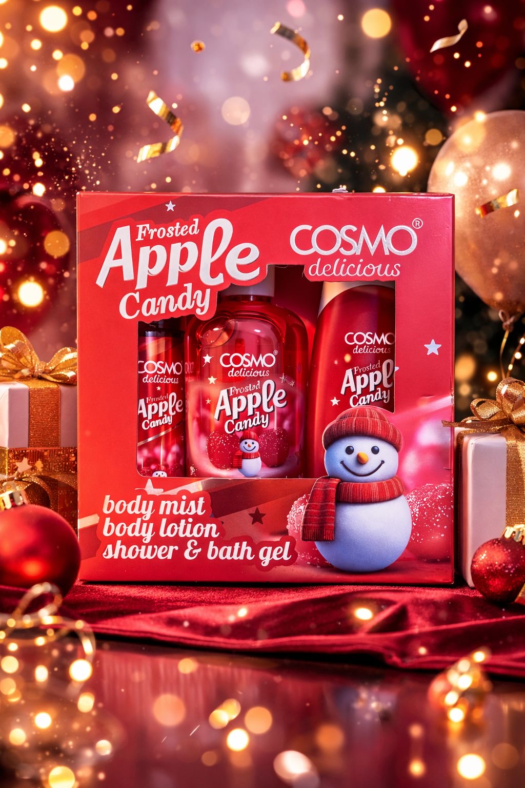 Cosmo Apple Candy Baby Mist Body Lotion Shower & Bath Gel | كوزمو مجموعة العناية بالجسم برائحة حلوى التفاح