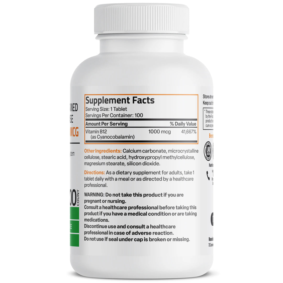 Bronson Vitamin Methyl B-12 1000 Mg -100 Count | برونسون فيتامين ميثيل ب-12 1000 مايكروغرام - 100 حبة