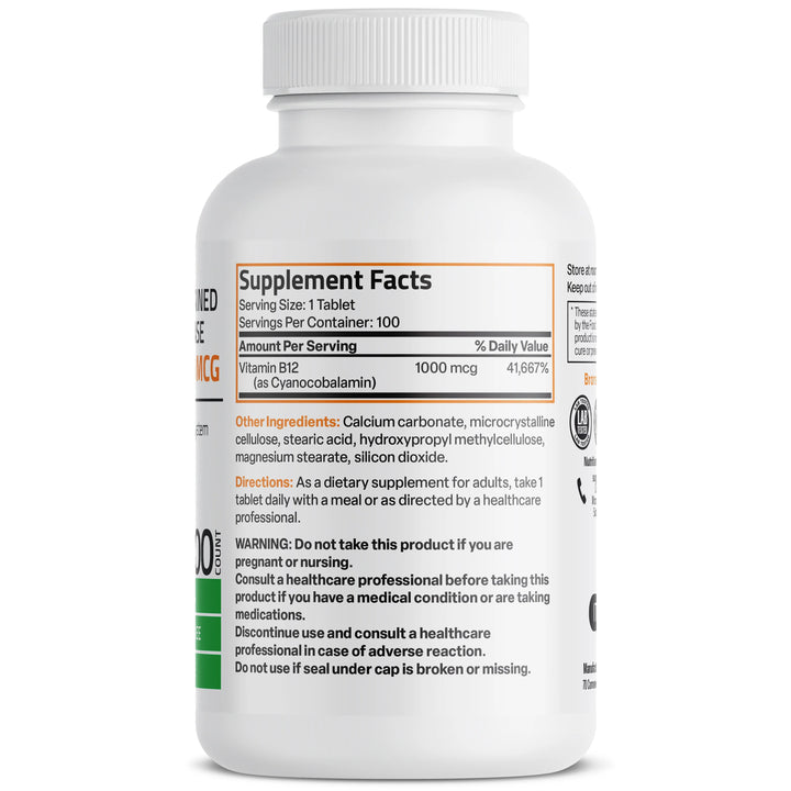 Bronson Vitamin Methyl B-12 1000 Mg -100 Count | برونسون فيتامين ميثيل ب-12 1000 مايكروغرام - 100 حبة