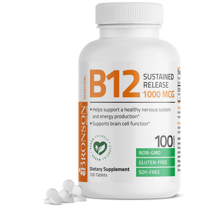 Bronson Vitamin Methyl B-12 1000 Mg -100 Count | برونسون فيتامين ميثيل ب-12 1000 مايكروغرام - 100 حبة