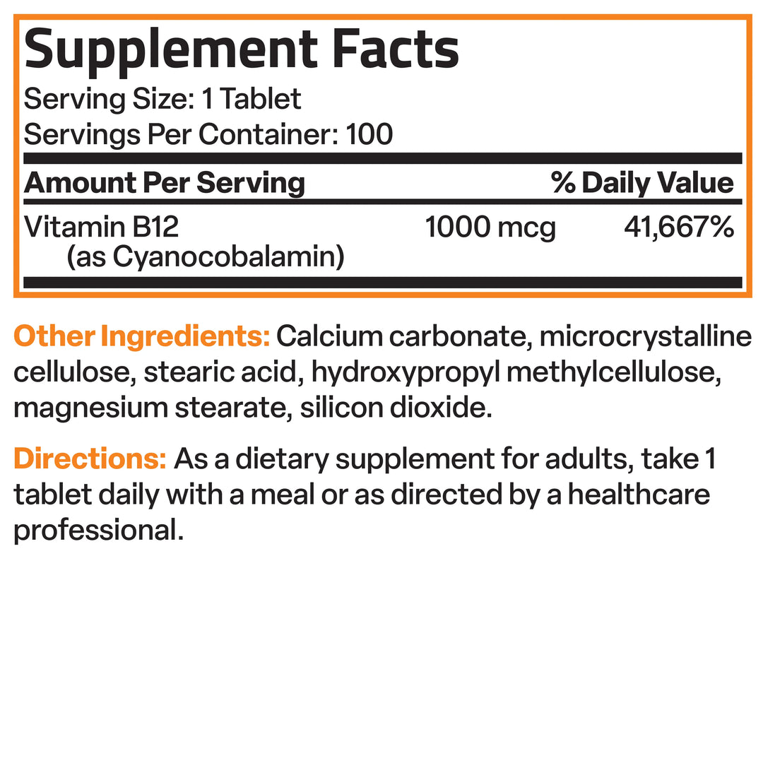 Bronson Vitamin Methyl B-12 1000 Mg -100 Count | برونسون فيتامين ميثيل ب-12 1000 مايكروغرام - 100 حبة