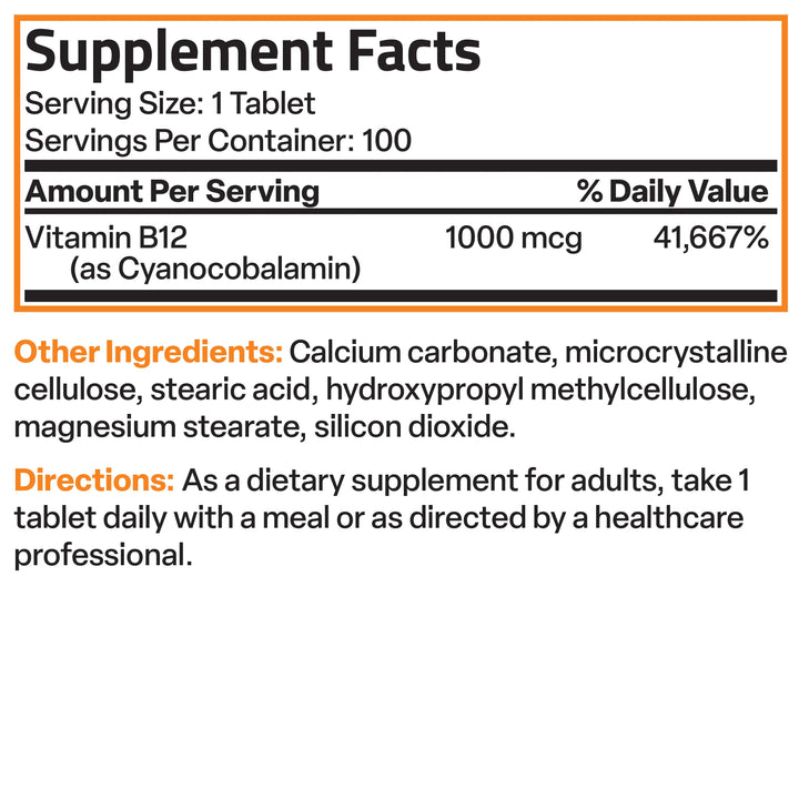 Bronson Vitamin Methyl B-12 1000 Mg -100 Count | برونسون فيتامين ميثيل ب-12 1000 مايكروغرام - 100 حبة