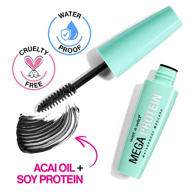 wet n wild Mega Protein Waterproof Mascara Very Black - 6ml | ويت ان وايلد ماسكارا ضد الماء - 6 مل