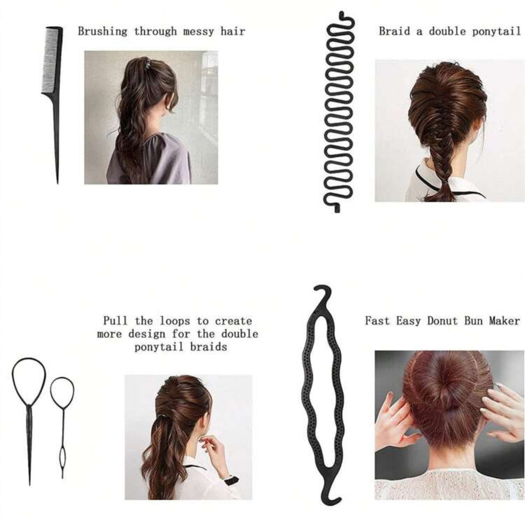 Fishbone Wave Hair Braiding Tool - 5pcs | مجموعة أدوات تضفير الشعر بتموجات السمكة - 5 قطع